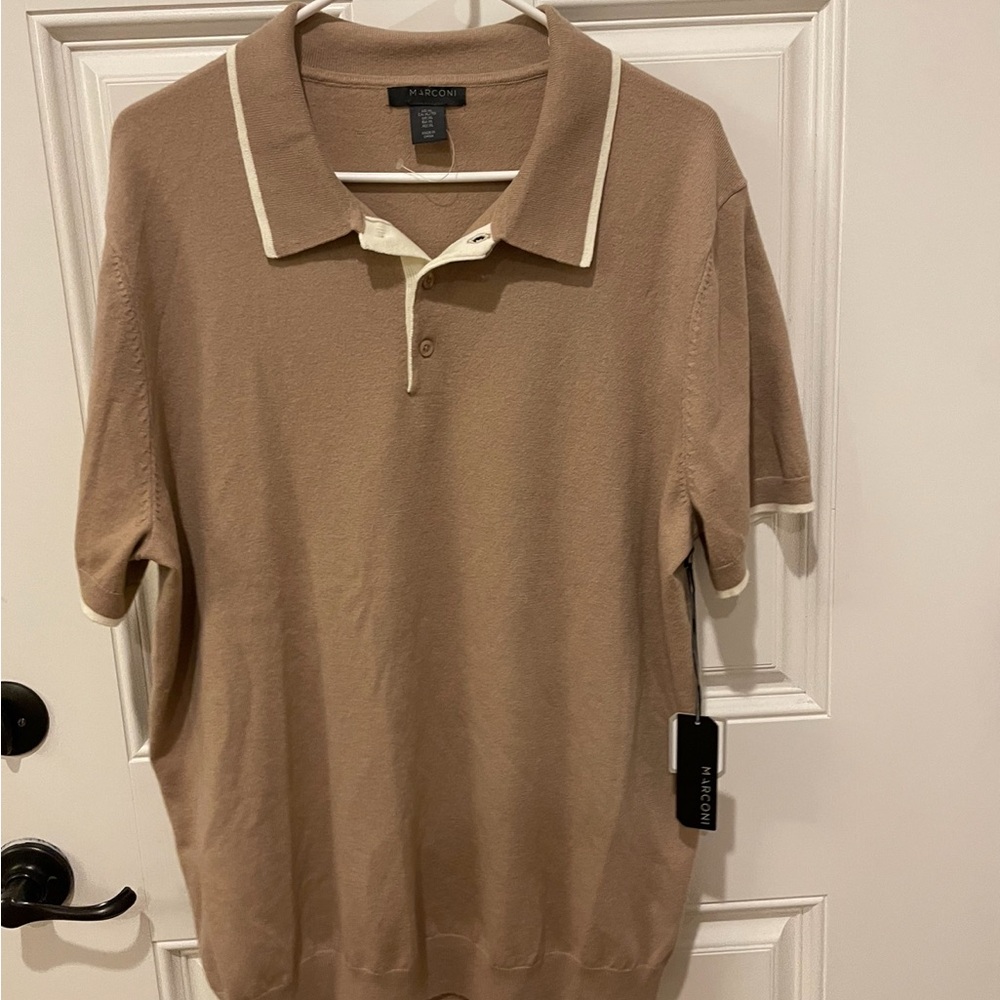 NWT Men’s Marconi Short Sleeve Sweater. Brown. Size XL.